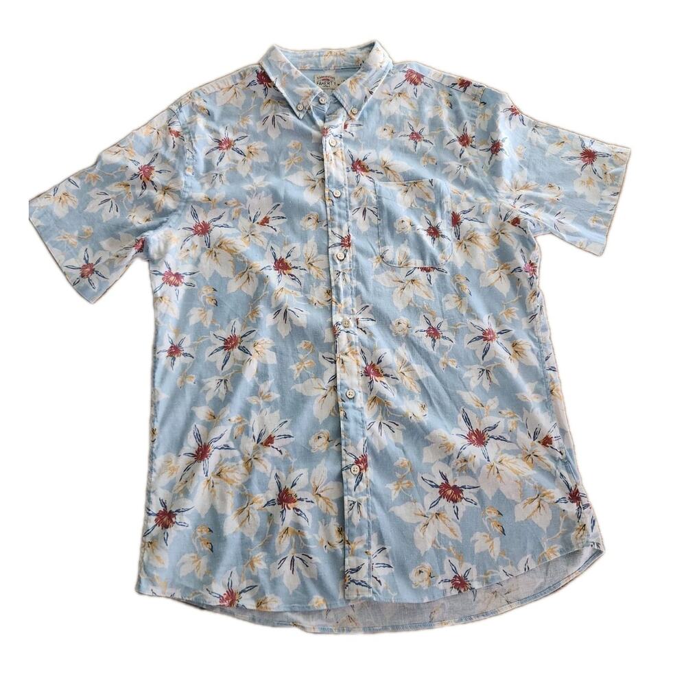 Faherty Breeze Floral Short Sleeve Button Down Men's Large Blue Hawaiian - Picture 4 of 9
